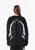 Sudadera Wings de corte relajado con estrellas frontales y doble parche de alas en la espalda | MWM [PS_COLORS:BLACK]