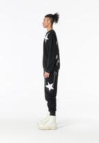 Sudadera Wings de corte relajado con estrellas frontales y doble parche de alas en la espalda | MWM [PS_COLORS:BLACK]