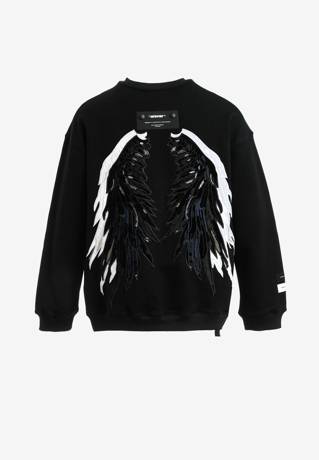 Sudadera Wings de corte relajado con estrellas frontales y doble parche de alas en la espalda | MWM [PS_COLORS:BLACK]