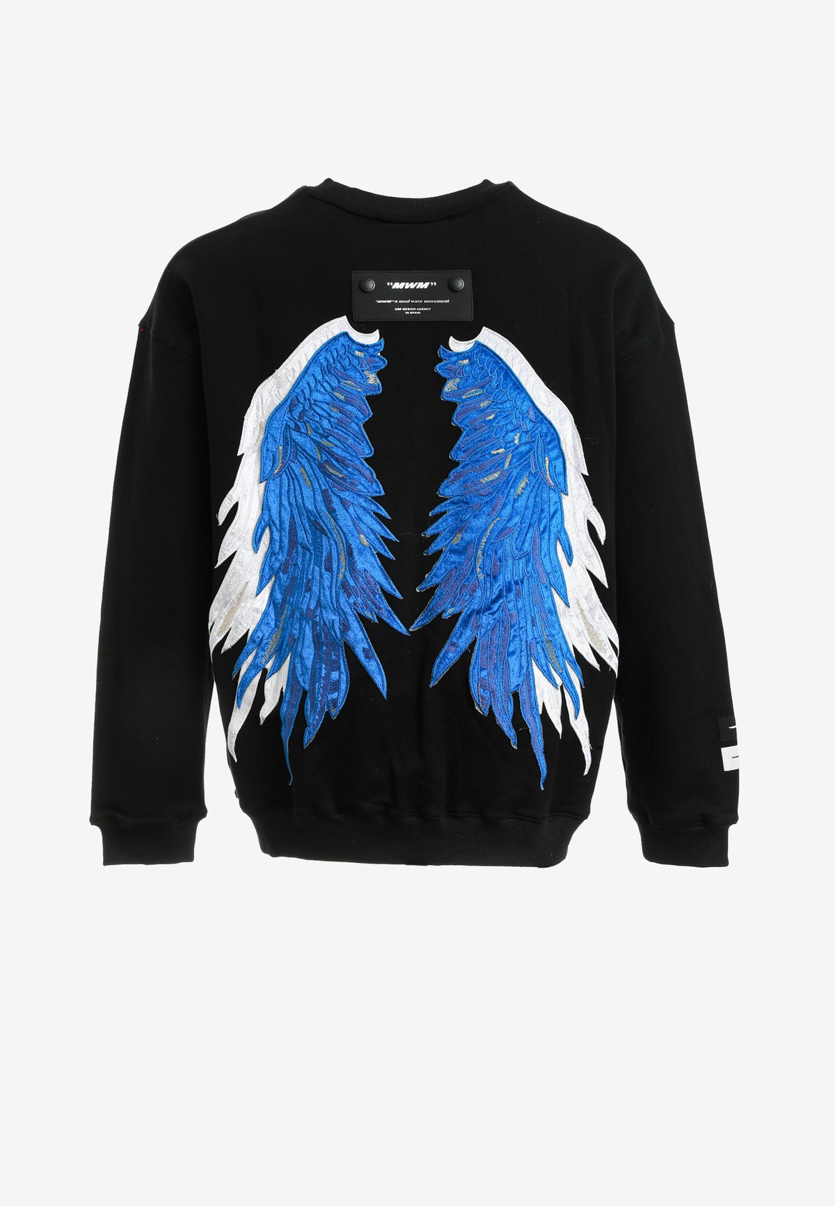 Sudadera Wings de corte relajado con estrellas frontales y doble parche de alas en la espalda | MWM [PS_COLORS:BLACK/BLUE]