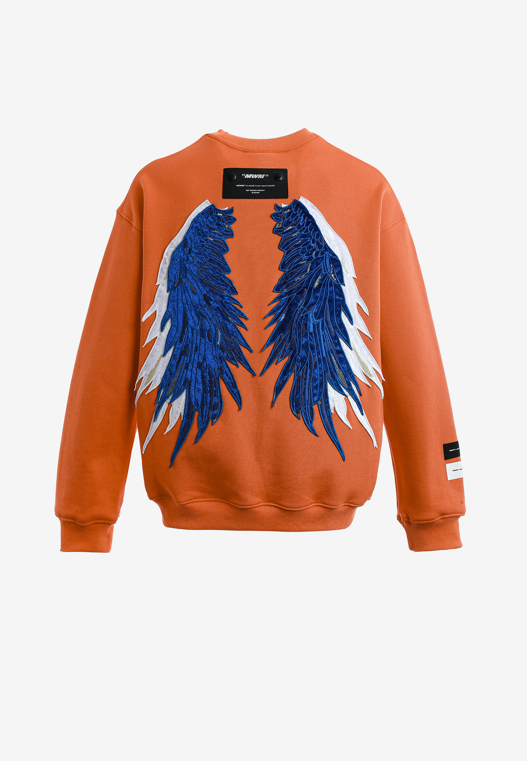 Sudadera Wings de corte relajado con estrellas frontales y doble parche de alas en la espalda | MWM [PS_COLORS:ORANGE]