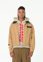 Chaqueta de doble capa con capucha interior y cremallera frontal | MWM [PS_COLORS:BEIGE]
