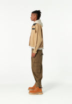 Chaqueta de doble capa con capucha interior y cremallera frontal | MWM [PS_COLORS:BEIGE]