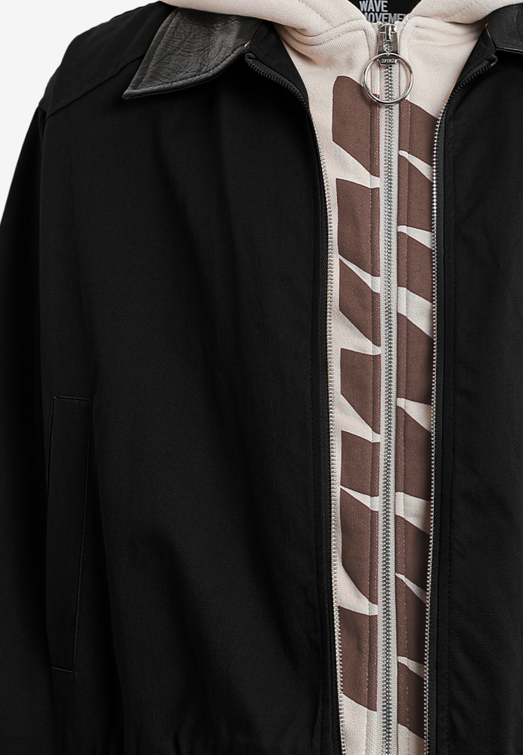Chaqueta de doble capa con capucha interior y cremallera frontal | MWM [PS_COLORS:BLACK]
