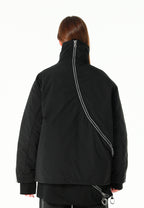 Abrigo puffer técnico con multibolsillos, cuello alto y forro térmico extraíble | MWM [PS_COLORS:BLACK]