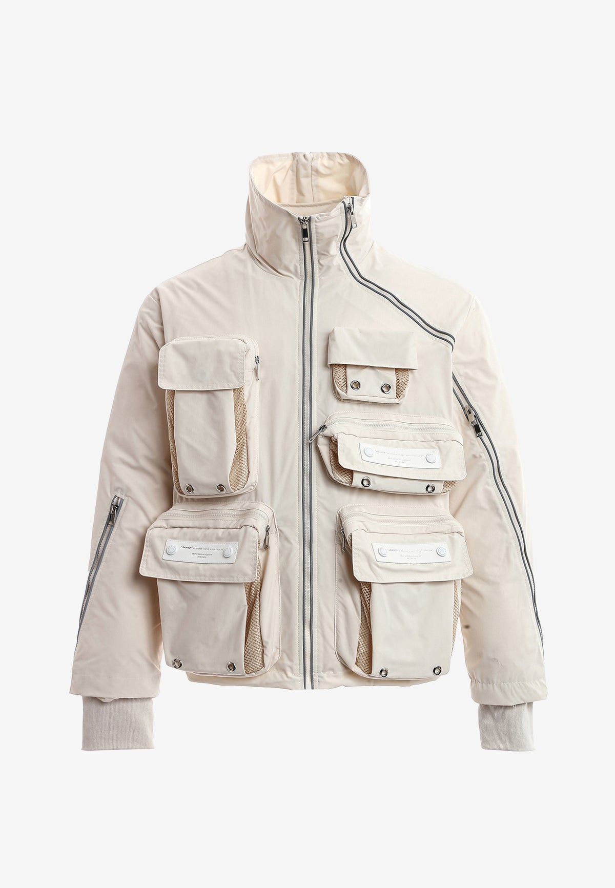 Abrigo puffer técnico con multibolsillos, cuello alto y forro térmico extraíble | MWM [PS_COLORS:ECRU]
