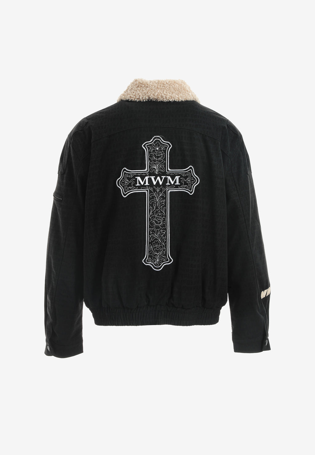 Chaqueta aviador efecto cocodrilo con cuello de borrego y parche de cruz | MWM [PS_COLORS:UNASSIGNED]