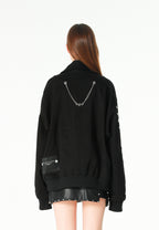 Chaqueta bomber vaquera con grandes bolsillos frontales y botones MWM en las mangas | MWM [PS_COLORS:BLACK]