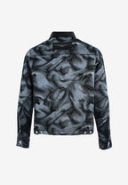 Chaqueta de trabajo jacquard de chenilla con brillo y cuello efecto piel | MWM [PS_COLORS:BLACK]