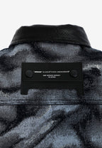 Chaqueta de trabajo jacquard de chenilla con brillo y cuello efecto piel | MWM [PS_COLORS:BLACK]