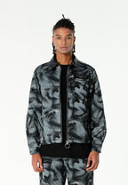 Chaqueta de trabajo jacquard de chenilla con brillo y cuello efecto piel | MWM [PS_COLORS:BLACK]