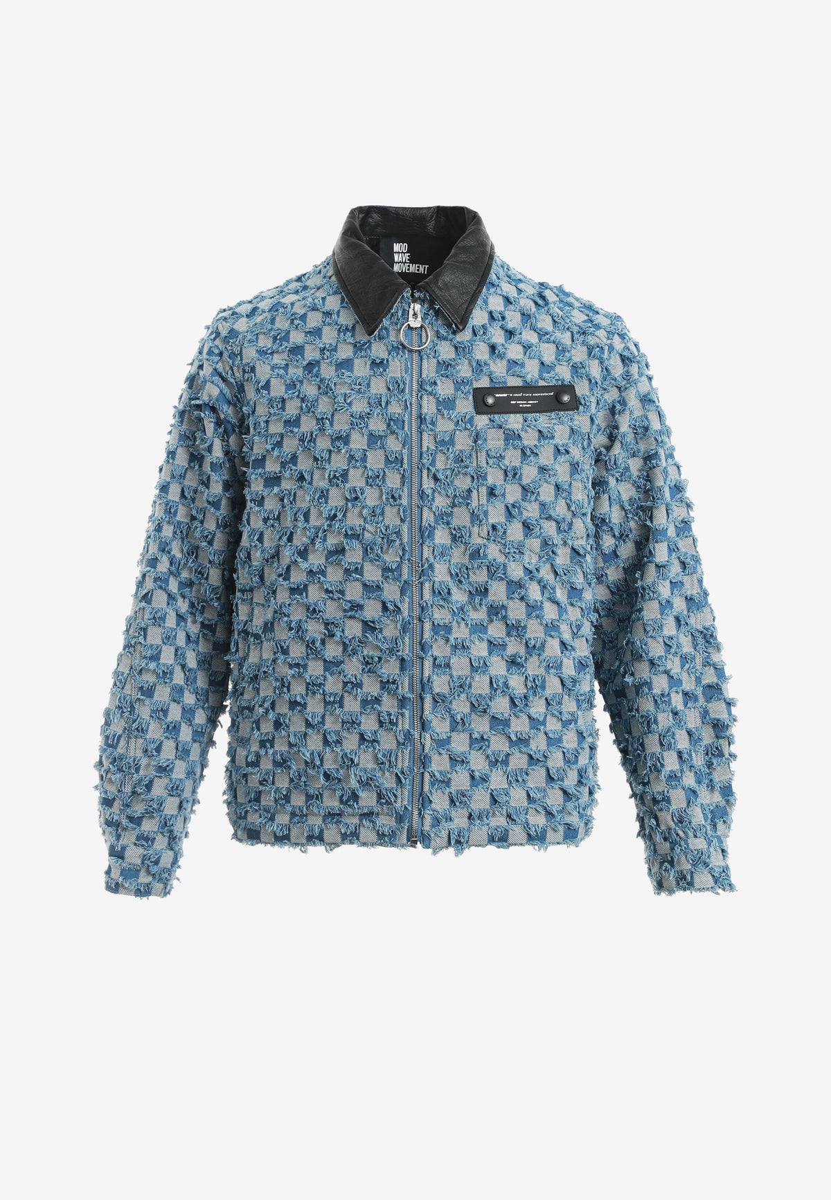 Chaqueta de trabajo jacquard de chenilla con brillo y cuello efecto piel | MWM [PS_COLORS:BLUE]