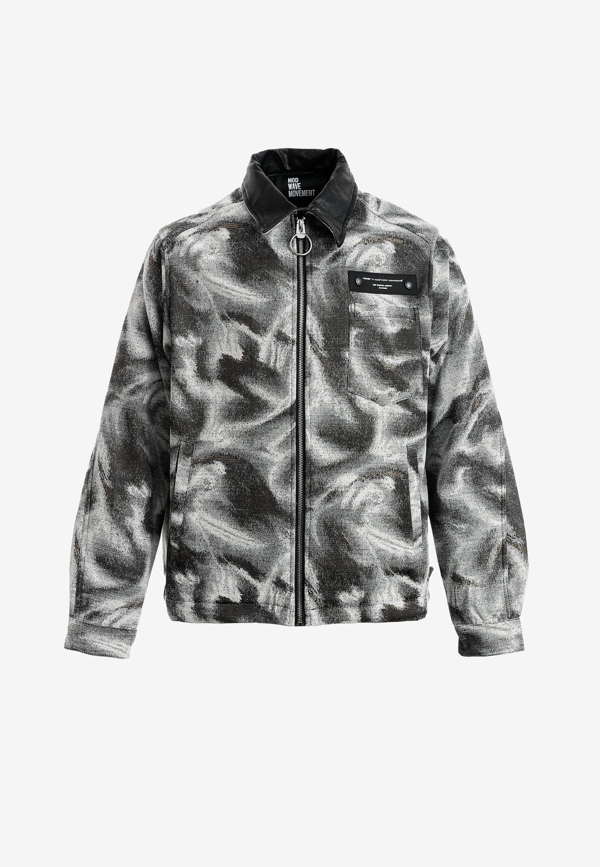 Chaqueta de trabajo jacquard de chenilla con brillo y cuello efecto piel | MWM [PS_COLORS:GREY]