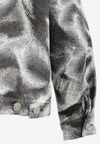 Chaqueta de trabajo jacquard de chenilla con brillo y cuello efecto piel | MWM [PS_COLORS:GREY]