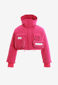 Abrigo puffer corto con multibolsillos técnicos y capucha | MWM [PS_COLORS:FUCHSIA]