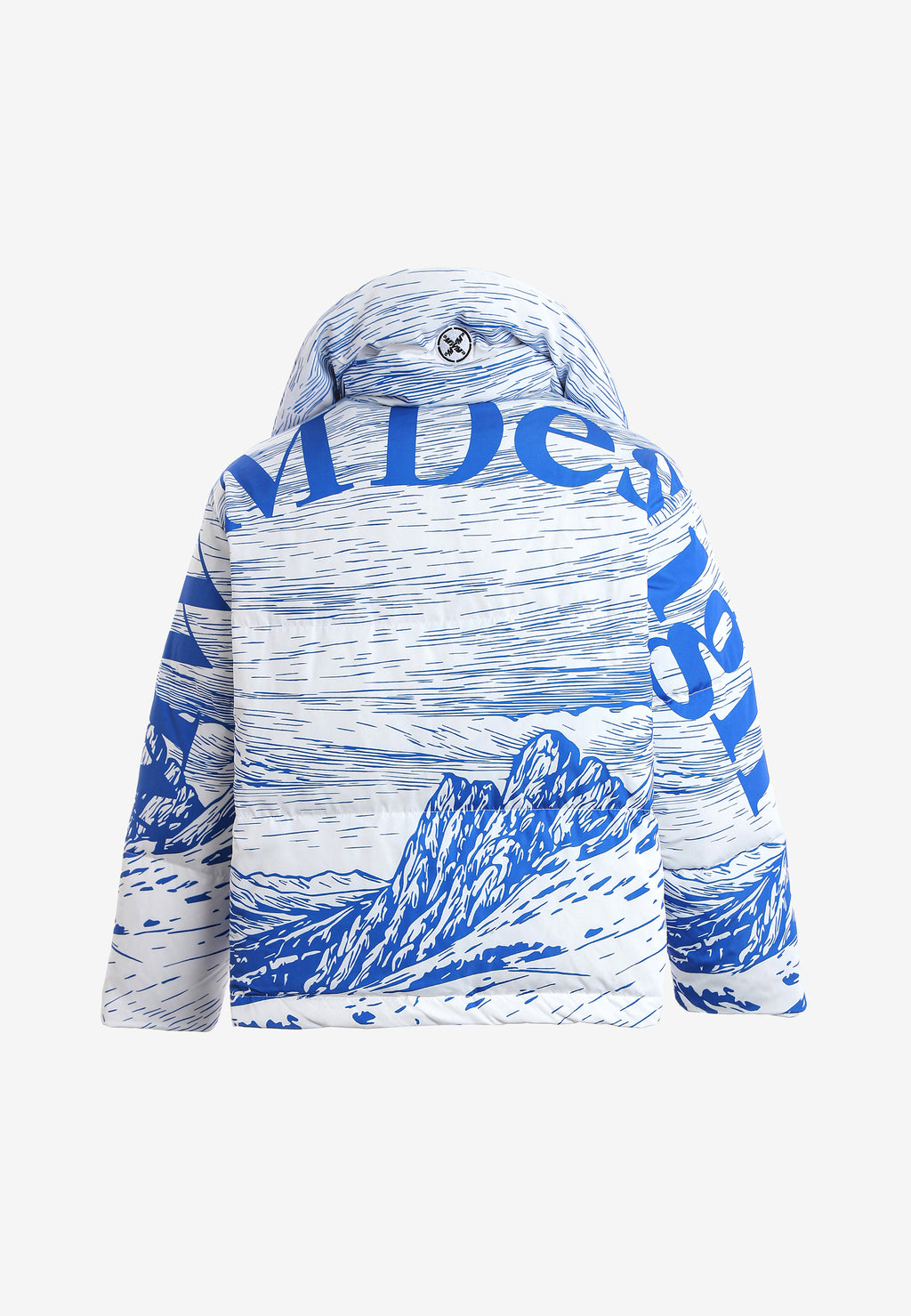 Abrigo puffer con paisaje full-print y cuello alto | MWM [PS_COLORS:BLUE]