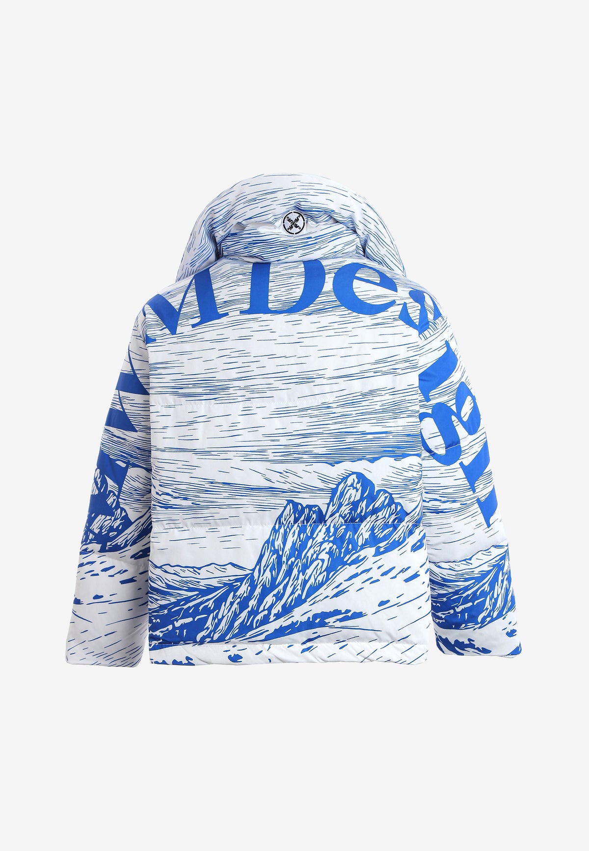 Abrigo puffer con paisaje full-print y cuello alto | MWM [PS_COLORS:BLUE]
