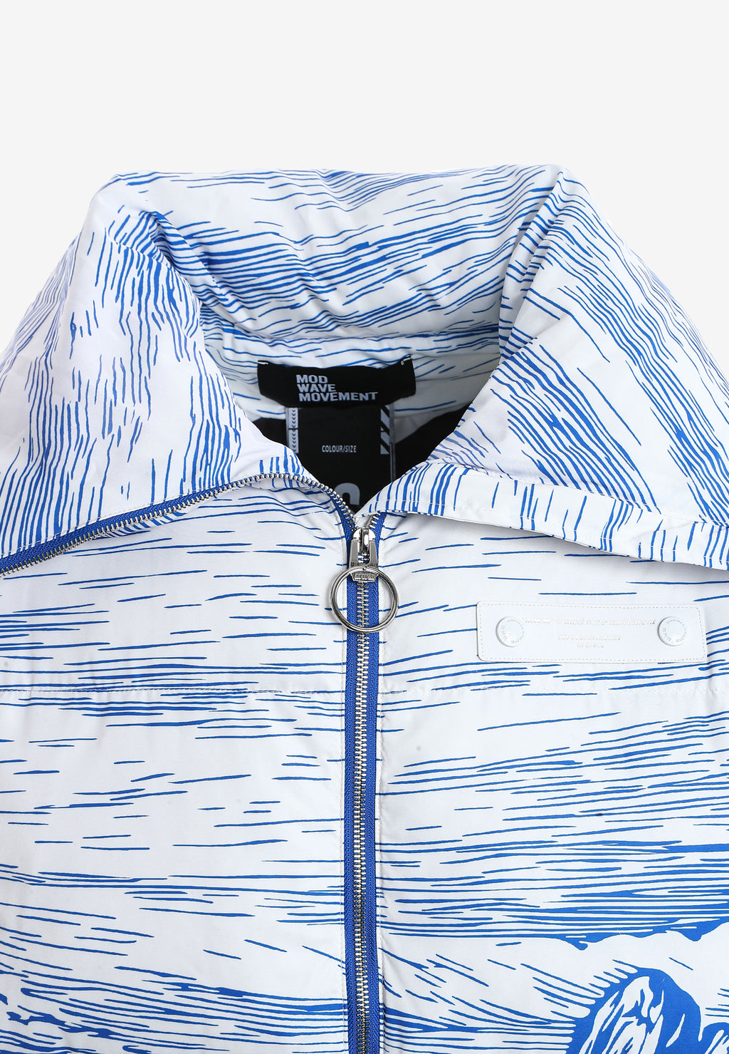 Abrigo puffer con paisaje full-print y cuello alto | MWM [PS_COLORS:BLUE]