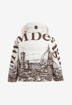 Abrigo puffer con paisaje full-print y cuello alto | MWM [PS_COLORS:BROWN]