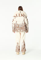 Abrigo puffer con paisaje full-print y cuello alto | MWM [PS_COLORS:BROWN]