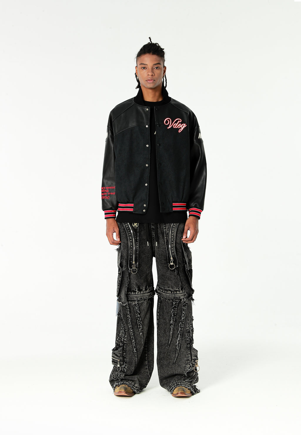 Chaqueta bomber Vanguard Dogs VDOG efecto piel con bordados y bulldog en la espalda | MWM [PS_COLORS:UNASSIGNED]