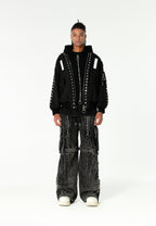 Chaqueta bomber Vanguard Dogs de doble capa con capucha y tachuelas | MWM [PS_COLORS:BLACK]