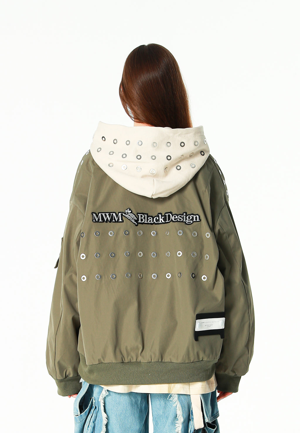Chaqueta bomber Vanguard Dogs de doble capa con capucha y tachuelas | MWM [PS_COLORS:GREEN]