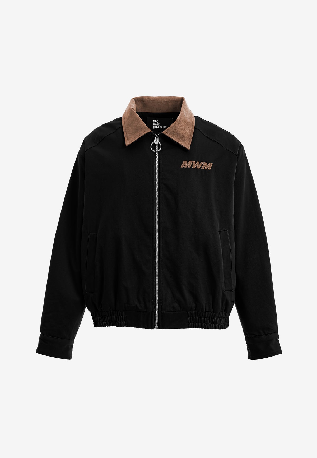 Chaqueta Harrington de canvas con cuello efecto piel y logo bordado | MWM [PS_COLORS:BLACK]