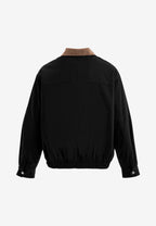 Chaqueta Harrington de canvas con cuello efecto piel y logo bordado | MWM [PS_COLORS:BLACK]