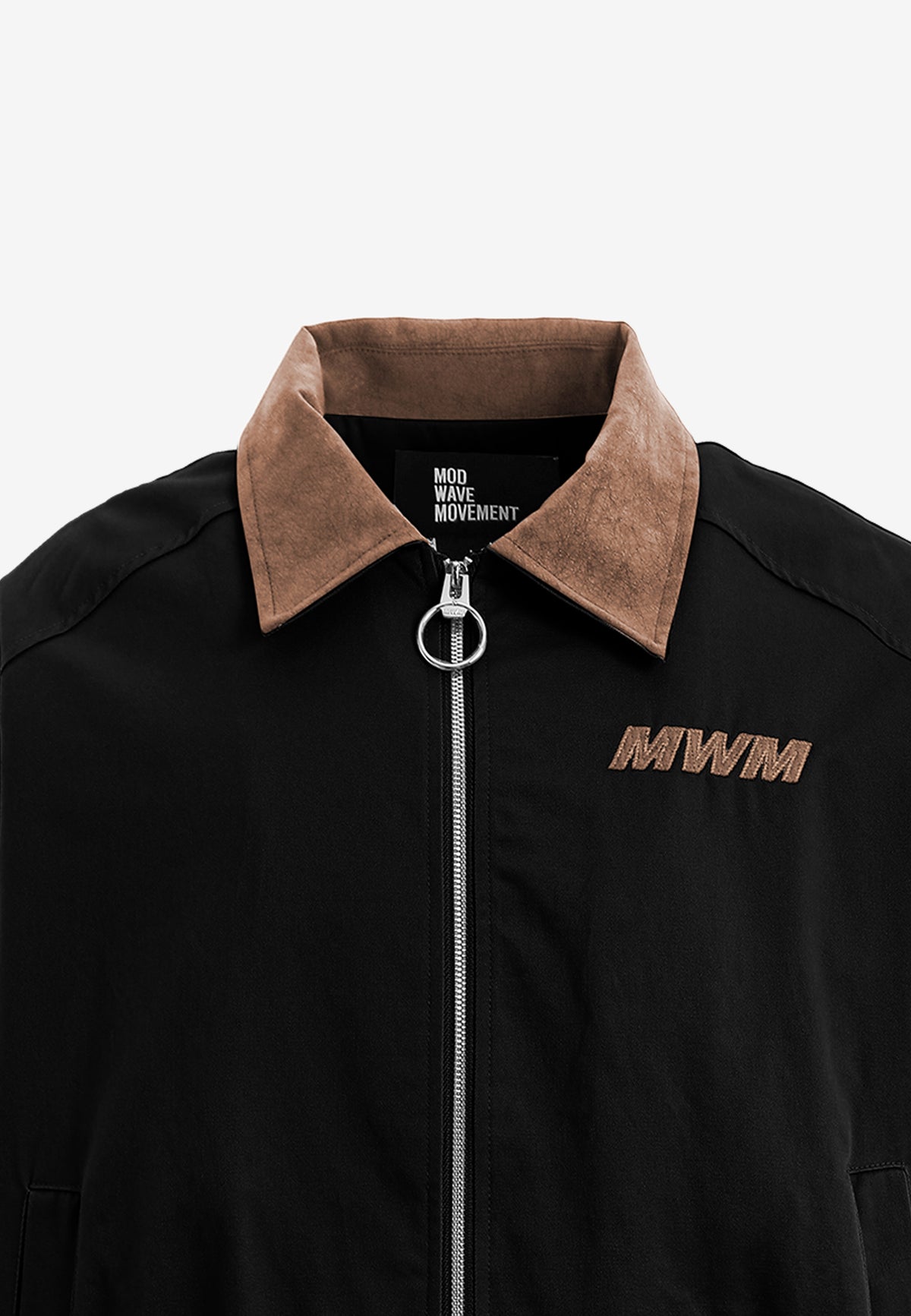 Chaqueta Harrington de canvas con cuello efecto piel y logo bordado | MWM [PS_COLORS:BLACK]