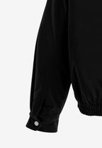 Chaqueta Harrington de canvas con cuello efecto piel y logo bordado | MWM [PS_COLORS:BLACK]