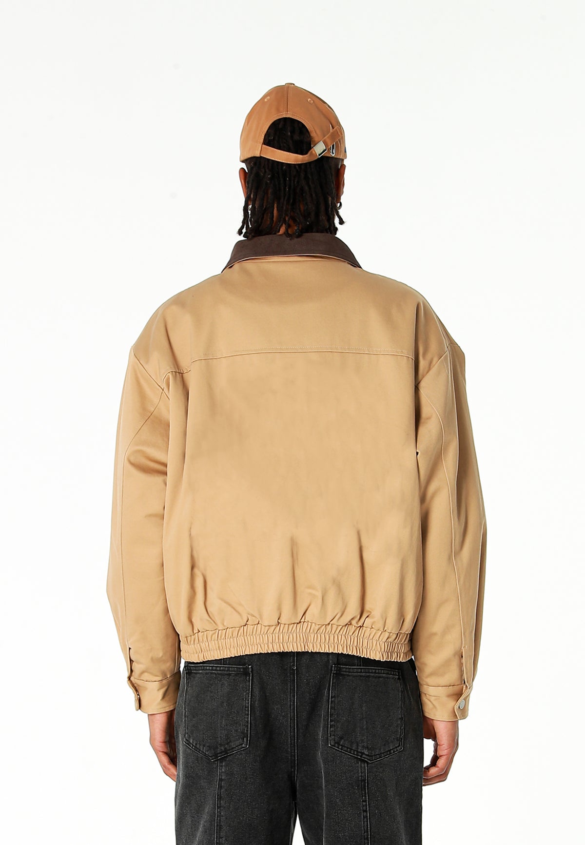 Chaqueta Harrington de canvas con cuello efecto piel y logo bordado | MWM [PS_COLORS:CAMEL]