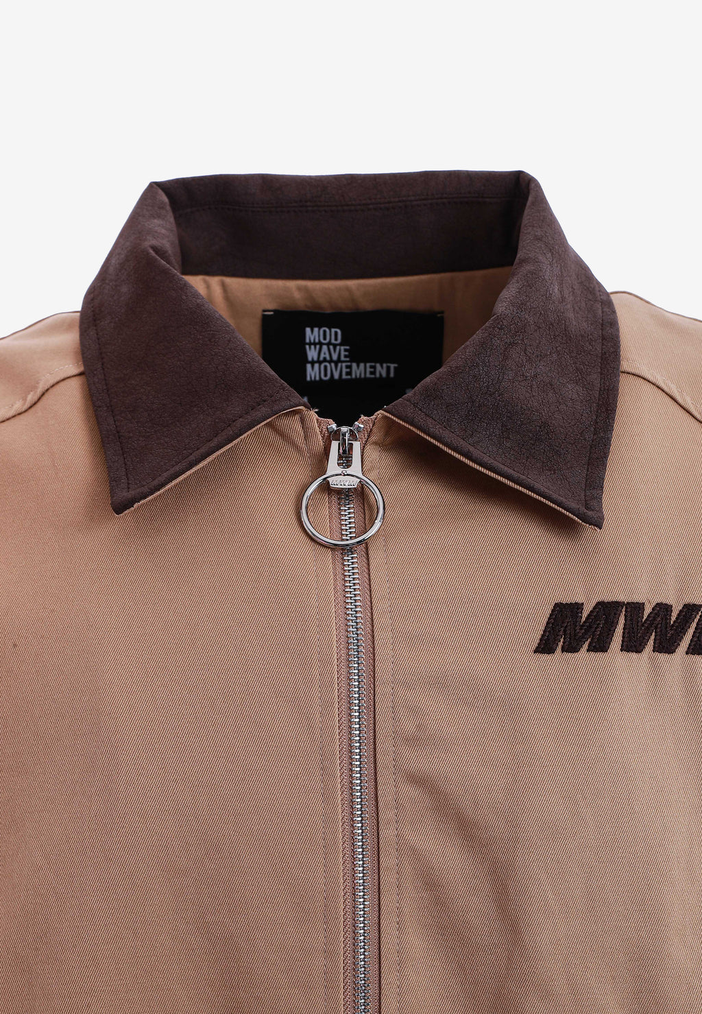 Chaqueta Harrington de canvas con cuello efecto piel y logo bordado | MWM [PS_COLORS:CAMEL]