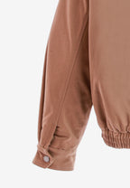 Chaqueta Harrington de canvas con cuello efecto piel y logo bordado | MWM [PS_COLORS:CAMEL]