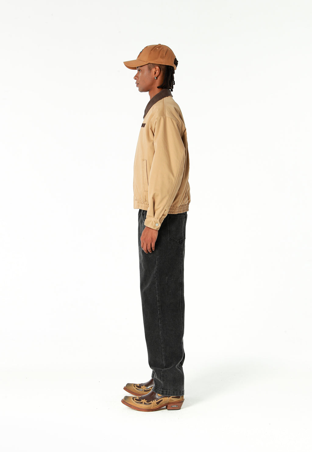 Chaqueta Harrington de canvas con cuello efecto piel y logo bordado | MWM [PS_COLORS:CAMEL]
