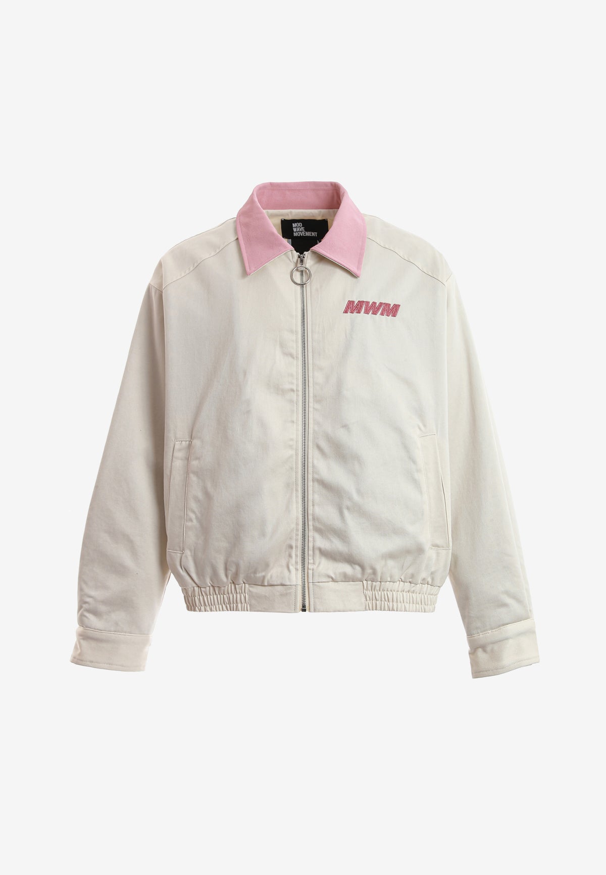 Chaqueta Harrington de canvas con cuello efecto piel y logo bordado | MWM [PS_COLORS:ECRU]