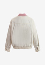 Chaqueta Harrington de canvas con cuello efecto piel y logo bordado | MWM [PS_COLORS:ECRU]