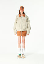 Chaqueta Harrington efecto piel y forro animal print | MWM [PS_COLORS:ECRU]