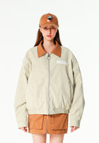 Chaqueta Harrington efecto piel y forro animal print | MWM [PS_COLORS:ECRU]