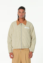 Chaqueta Harrington efecto piel y forro animal print | MWM [PS_COLORS:ECRU]