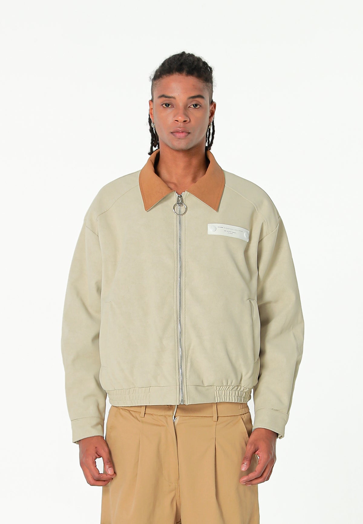 Chaqueta Harrington efecto piel y forro animal print | MWM [PS_COLORS:ECRU]