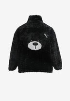 Chaqueta reversible TEDDY de corte relajado con pelo texturizado y parche Mike Bag | MWM [PS_COLORS:BLACK]