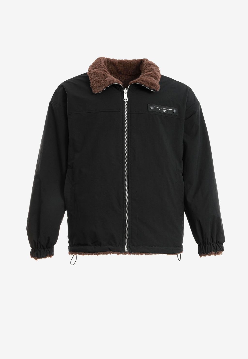Chaqueta reversible TEDDY de corte relajado con pelo texturizado y parche Mike Bag | MWM [PS_COLORS:BROWN]