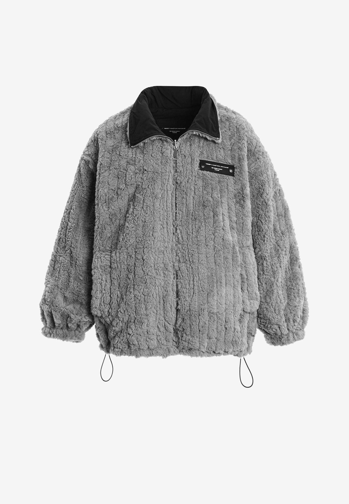 Chaqueta reversible TEDDY de corte relajado con pelo texturizado y parche Mike Bag | MWM [PS_COLORS:GREY]