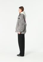 Chaqueta reversible TEDDY de corte relajado con pelo texturizado y parche Mike Bag | MWM [PS_COLORS:GREY]