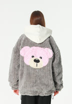 Chaqueta reversible TEDDY de corte relajado con pelo texturizado y parche Mike Bag | MWM [PS_COLORS:GREY]