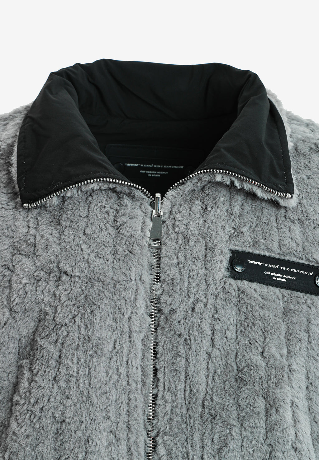 Chaqueta reversible TEDDY de corte relajado con pelo texturizado y parche Mike Bag | MWM [PS_COLORS:GREY]