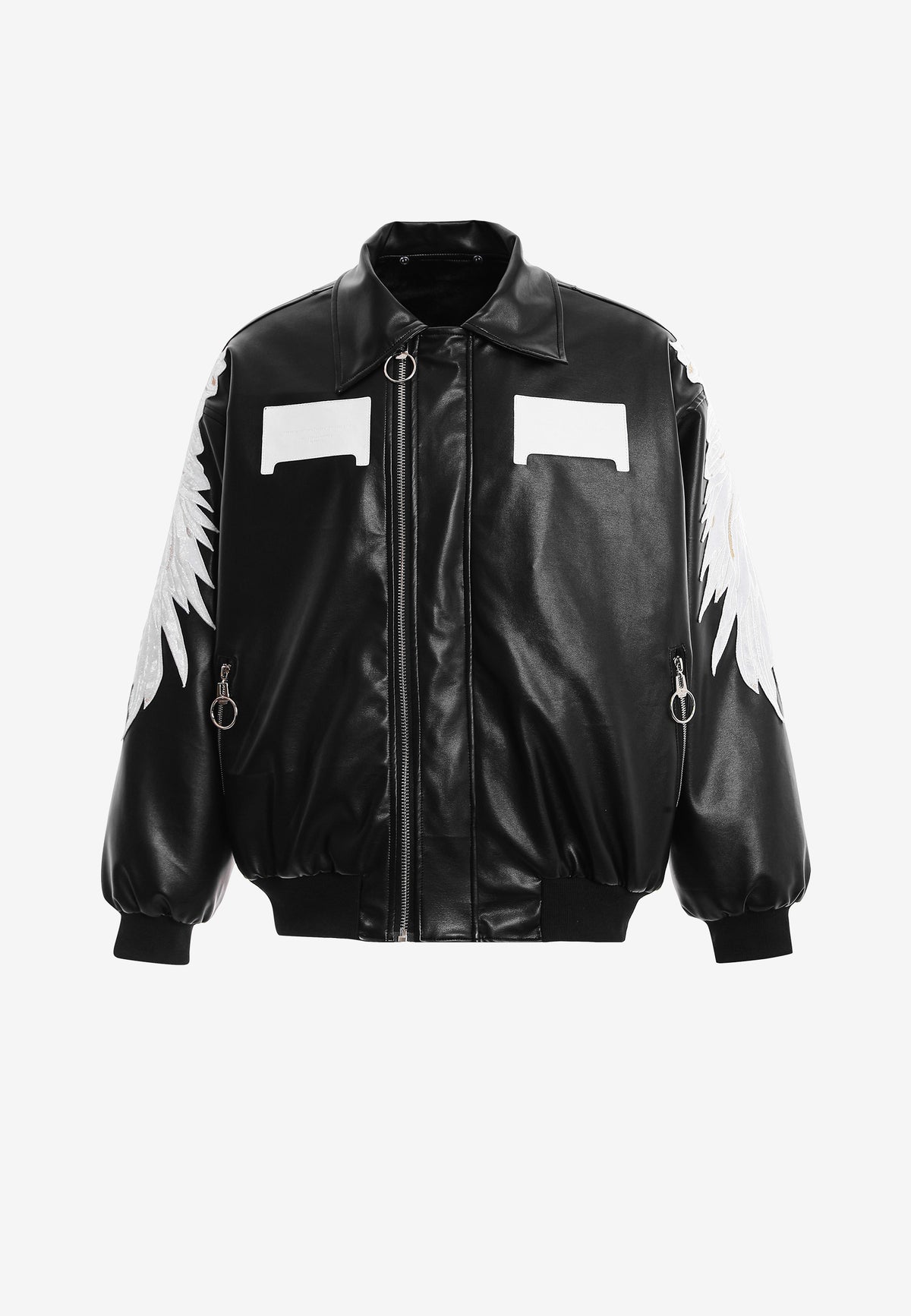 Chaqueta bomber Wings efecto piel con alas en mangas y espalda y forro de pelo extraíble | MWM [PS_COLORS:BLACK]