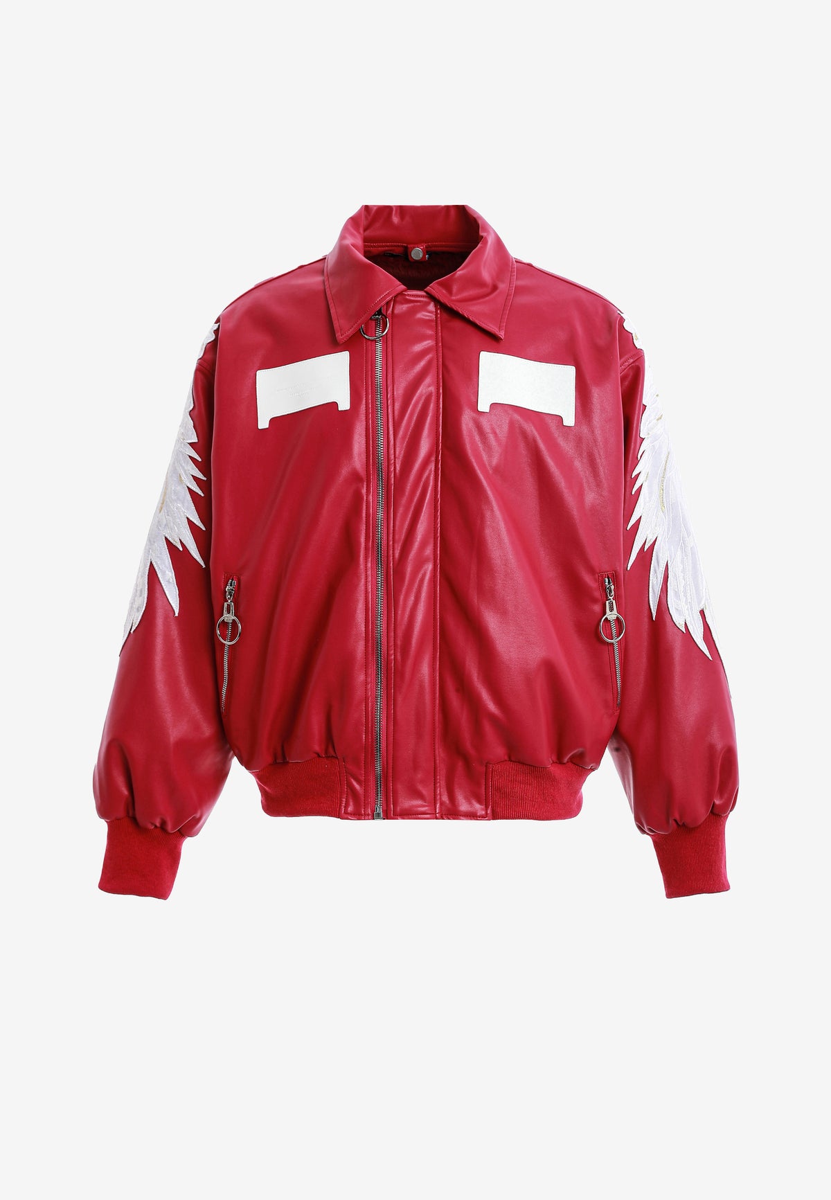 Chaqueta bomber Wings efecto piel con alas en mangas y espalda y forro de pelo extraíble | MWM [PS_COLORS:FUCHSIA]