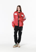 Chaqueta bomber Wings efecto piel con alas en mangas y espalda y forro de pelo extraíble | MWM [PS_COLORS:FUCHSIA]